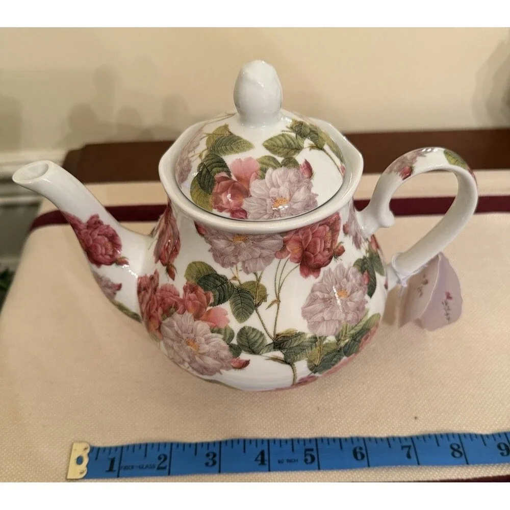 Kent Pottery Ceramic Teapot Pink Rose Floral Chintz Shabby Chic Decor #70795